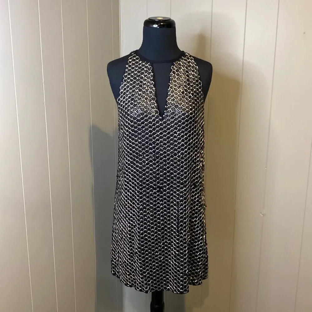 Parker Womens Extra Small Silk Beaded Embellished Black Cocktail Dress